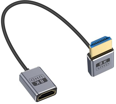 Duttek 8K High Speed HDMI Extension Cable 1FT, Coaxial/Ultra Thin UP Angle 90 Degree HDMI Male to Female Cable Support 8K@60Hz, 4K@240Hz for GH5S, PS5, Xbox, PlayStation etc