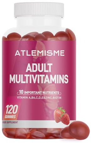 Multivitamin Gummibärchen für Energie & Immunsystem (120 Stück) – Vitamin A, B6, C, D, E + Zink, Selen, Biotin – 60 Tage-Versorgung – Fruchtgeschmack, Ohne Gelatine – ATLEMISME