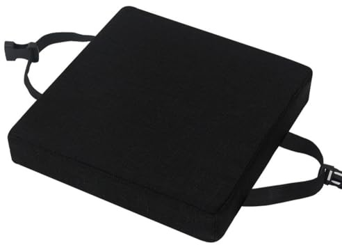 HLXHG Stuhlkissen 40x40/35x35cm, Bequeme Waschbare Sitzkissen Stuhl Leinen Sitzpolster Mit rutschfeste Schnalle, Dickes 5cm Kissen für Gartenstuhl, Küche, Schule, Boden, Büro,Schwarz,40x40x5cm