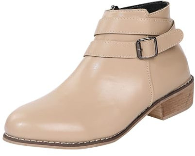 SAUTRV Stivali da donna con cerniera laterale stivali alla caviglia stivali corti scarpe singole per le donne scarpe casual sexy stivali corti per le donne, bianco, 39.5 EU