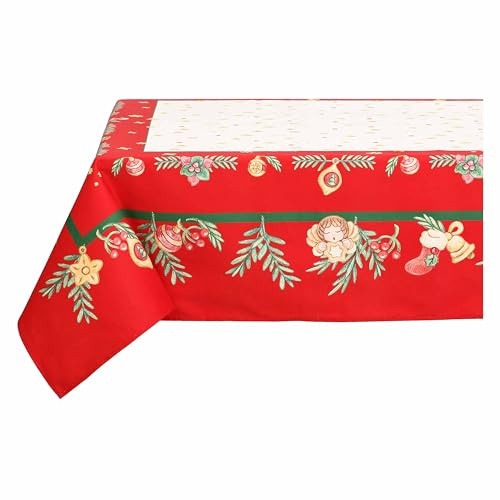 THUN, Tovaglia 12 Posti in 100% Cotone, Collezione Sorprese di Natale, Set per Casa e Cucina, Idea Regalo per Natale, 140 x 250 cm