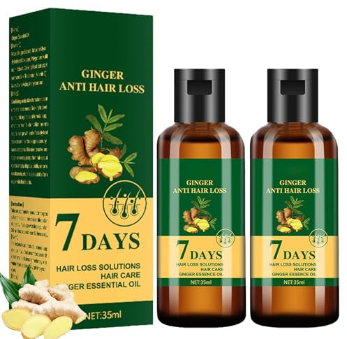 2pcs Ginger Anti Hair Loss Oil - 7 Day | Essential Oil for Hair Growth, Nourishes Hair Roots | Stronger, Thicker, Longer Hair | 2 x 35ml