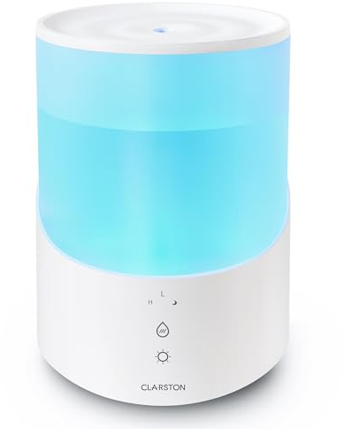 CLARSTON Humidifier for Bedroom, 2.5L Cool Mist Humidifier with Essential Oils Diffuser and Nightlight, Top Fill Humidifiers for Home, Auto Shut-off