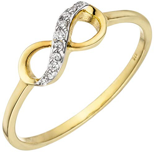 Ring Damenring Unendlichkeit 8 Infinity mit weißen Zirkonia, 375 Gold Gelbgold