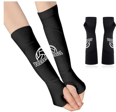 GIDWRIY Manguitos Voleibol Manga,Protector Antebrazo Voleibol,Muñequeras de Voleibol Accesorios,Manguitos de Compresion para Brazos,Volleyball Sleeves con Almohadillas Protectoras - Negro