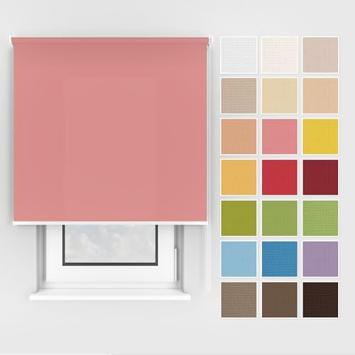 Estika Rollo mit Bohren Deckenmontage und Wandmontage, Breite: 95 cm, Höhe: 150 cm, Farbe: Rosa, 25 Stoff Farben, Fenster rollos für innen, Sichtschutz für Fenster und Balkontür