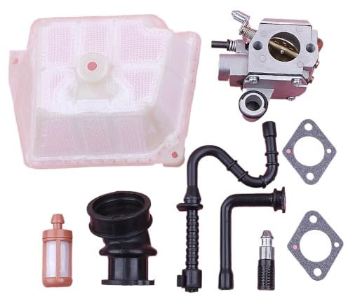 MIKFESPO 9pcs Carburetor Carb For Stihl MS361 MS 361 Air Fuel Oil Filter Line Intake Manifold Gasket Chainsaw Replacement Spare Tool Part