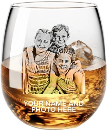 Justyling Verre à whisky personnalisé – Verre à whisky gravé avec photo et texte – Cadeau unique pour lui, elle, papa ou mari – Idéal pour un anniversaire, la fête des pères ou Noël