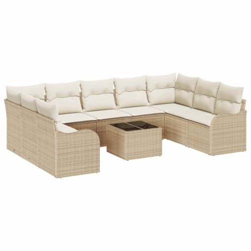 vidaXL Gartensofa-Set Beige Poly-Rattan, Garten und Terrasse, modularer Stil, langlebiges Rattan Sofa, Outdoor Möbel Set für Entspannung auf der Terrasse