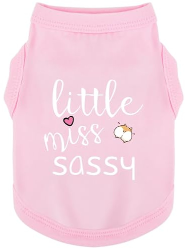 Paiaite Hundebekleidung, modisch, ärmellos, mit Aufdruck Little Miss Sassy, Baumwolle, ideal für kleine, mittelgroße und große Rassen, sorgt für Komfort und Atmungsaktivität, Rosa, Größe M