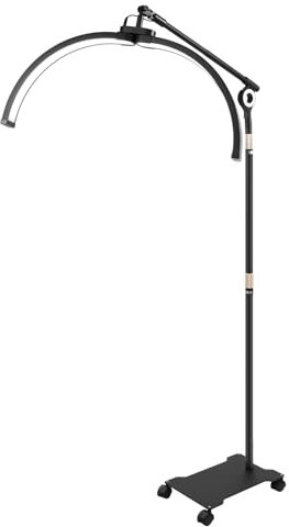 Beaudreaul Halbmond Lampe 40W LED Bodenlampe Halbmondlicht Drehwinkel 350° Kosmetiklampe Verstellbar 7 Stufen Farbtemperaturen and 10 Stufen Helligkeit Halbmondlampe mit Telefonständer