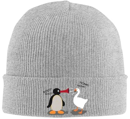 RYRFBFF Strickmütze NOOT! Nichts! HUPEN! HONK Pingu Damen Herren Mütze Winter Acryl Warm s Gehörschutz und winddichtes Geschenk
