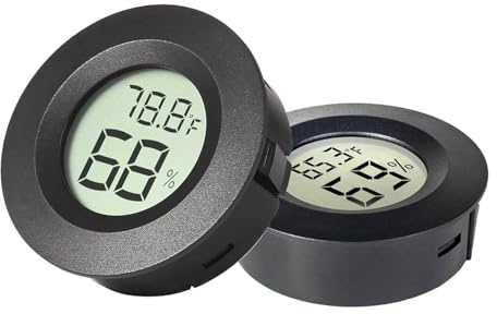 Reptile Thermometer Hygrometer, 2-Pack Black Digital Tank Gauge | Suitable for vivariums, compatible with tortoise, bearded dragon, leopard gecko and hermit crab enclosures