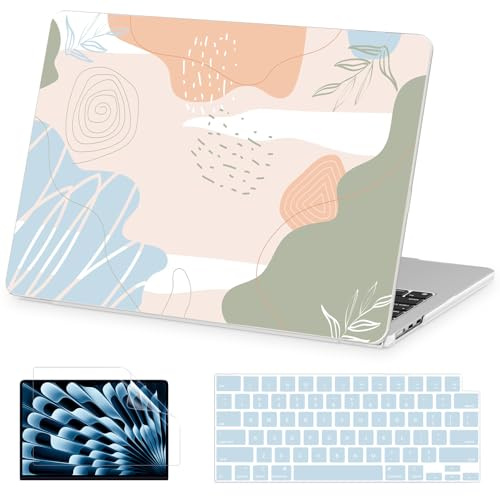 AKIT Compatible with MacBook Air 13 inch Case 2025 2024-2022 M4 M3 M2 A3240 A3113 A2681, Unique Pattern Hard Shell Laptop Case+Screen Protector+Keyboard Cover for MacBook Air 13.6 inch, Abstact Art
