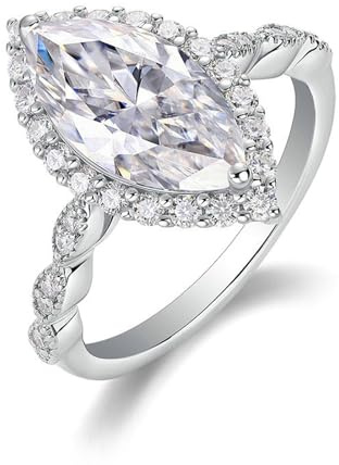 Skcess 14K Weißgold Verlobungsringe, Engagement Ring Moissanit Def 3ct Moissanit Größe 54 (17.2)