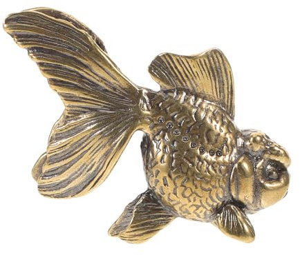 ULTECHNOVO Goldfischfigur aus Messing als Rustikale Tischdekoration für Homeoffice mit Detailreicher Koi Skulptur und Widerstandsfähiger Vintage Handwerkskunst