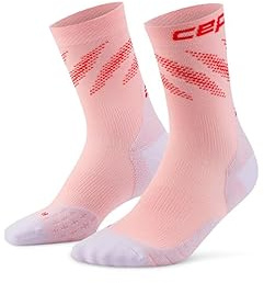 CEP RUN EDT ELLIPTIC MID CUT LAUFSOCKEN DAMEN – Atmungsaktive Kompressionssocken Damen für Training & Lauf – Leistungsstarke leichte Laufsocken - Pink/Red