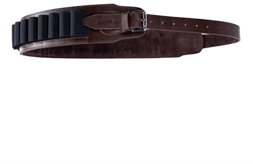 DÖRR Premium Patronengürtel für 24 Schrotpatronen, Kaliber 12, Echtleder | Exklusiver Patronengurt, Tragelänge 87,5-125 cm, Gesamtlänge 136 cm, geräuscharme Schnalle, Patronenriemen, handgefertigt