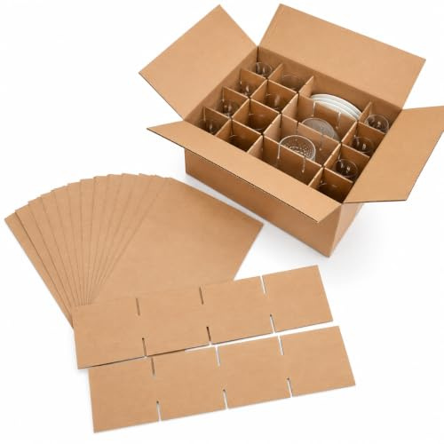 FOMIYES Kit de Cartons de Déménagement Séparateurs 335X335X80 MM Protection Stable pour Verre et Assiettes Emballage Sécurisé pour Transport Fragile