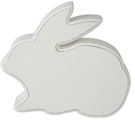 Michel Toys Sitzender Hase aus hellem MDF-Holz, in Schwerer Qualität, im Shabby-Look, 19 cm, reduziert auf die Form, als edle Oster-Deko oder Ganzjahres-Dekoration