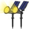 T-SUN Spot Solaire Extérieur, 2 packs Lampe Solaire de 7 LED Super Brillant Projecteur Solaire, Etanche IP65, 2 Modes d'éclairag, 180° Réglable, Eclairage Extérieur Solaire pour Jardin, Chemin(Jaune)