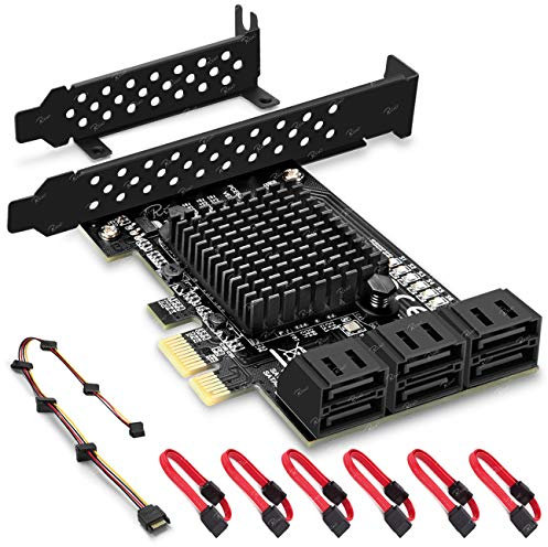 Rivo PCIe SATA-Karte, 6 Ports mit 6 SATA-Kabel, SATA-Controller-Erweiterungskarte mit Low-Profile-Halterung, Marvell 9215 Non-Raid, Boot als System-Festplatte, unterstützt 6 SATA 3.0-Geräte (SA3014)