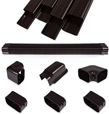 MOOITEK 4 16.5Ft PVC Decorative Line Set Cover Kit for Ductless Mini Split Air Conditioners Heat Pump System and Central AC, Compatible for American-Style House(Total Length)