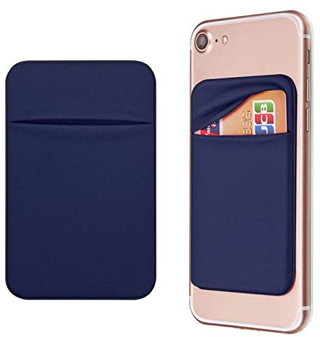 OBVIS Cell Phone Pocket Self Adhesive Card Holder Stick On Wallet Sleeve with Adhesive RFID Card ID Credit Card ATM Card Holder for iPhone Android 2 Pack (Blue)