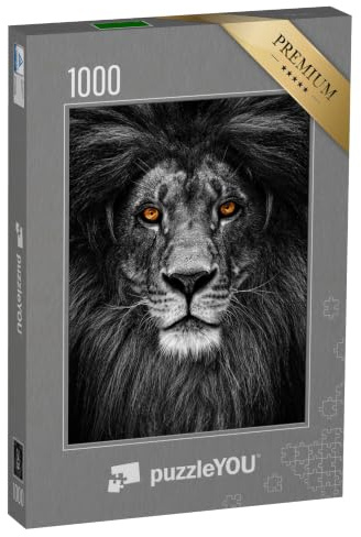 puzzleYOU: Puzzle 1000 Teile „Porträt eines Löwen mit feurigem Blick“ – aus der Puzzle-Kollektion Löwen, Raubtiere, Tiere in Savanne & Wüste