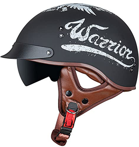 Casco Jet Scooter Moto Omologato Ece,Casco A Scodella,Visiera Parasole A Scomparsa, Efficace Antiabbagliamento,Materiale ABS Antiurto,Fodera Removibile E Lavabile,Omologata DOT/ECE H,XL