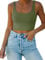 REORIA Damen Crop Top elegant Corset Top Neckholder Top Aesthetic Sport Sommer Tops Dunkelgrün M
