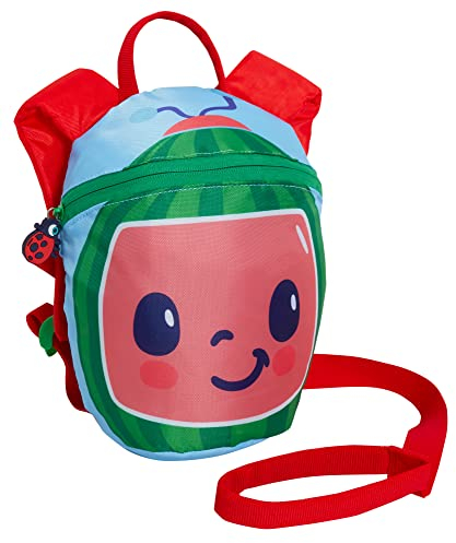 CoComelon Rucksack für Jungen und Mädchen, mit Zügel, abnehmbares Sicherheitsgeschirr, Kleinkinder, Kindergartentasche, Mini-Rucksack, blau