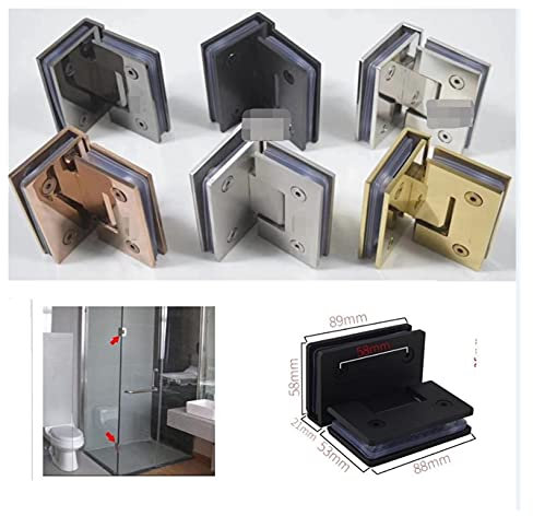 yaoqijie - 2 box doccia in acciaio inox 304, 90 gradi, senza cornice in vetro su vetro con cerniera per doccia, colore: oro, bronzo, rosso, rosa rossa