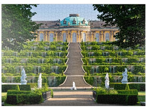MyPuzzle Schloss Sanssouci mit den Weinbergterrassen im Park, Potsdam - Premium 1000 Teile Puzzle - MyPuzzle Sonderkollektion von Puzzle Galaxy