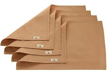Vivi Idee® 4er Tischsets Platzset 100% Baumwolle Platzdeckchen Stoff abwaschbar Handgenäht 52x33cm (Hellbraun)