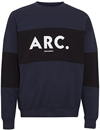 !Solid SDCaius Herren Sweatshirt Pullover Pulli mit Rundhalsausschnitt O-Neck Color Block Design Print, Größe:XL, Farbe:Insignia Blue (194010)