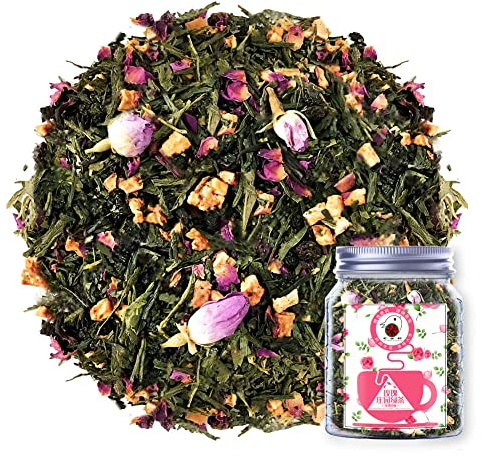 Plant Gift Rose Manor Green Tea Health Tea Tee Kräutertee, alle natürlichen Aromen Lose Lea Green tea, Apple, Grape, Orange Peel, Double Red Rose vegane Teebeutel in Eistee, heißer Tee 70G/2.5oz