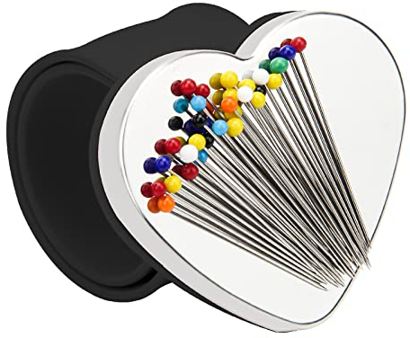 Magnetisches Handgelenk-Nähen, tragbares Armnadelkissen, magnetisches Nadelkissen mit Armband für Nähsammlung, Haarstylisten und Quilten (schwarz)