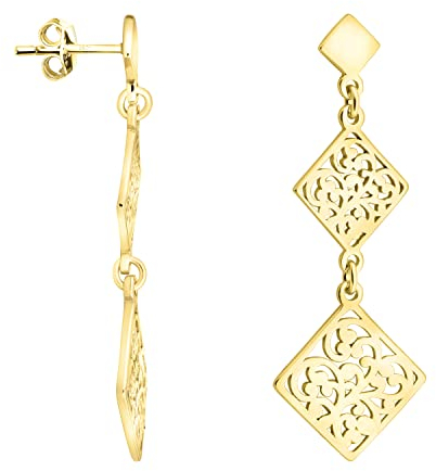 SOFIA MILANI - Damen Ohrringe 925 Silber - vergoldet/golden - Ornamenten Viereck Ohrhänger - E2000