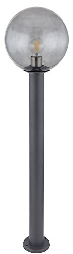 etc-shop Garten Stehlampe Außen Standleuchte Außen anthrazit Außenleuchte stehend, IP44 Wetterfest, Glaskugel rauchfarben, 1x E27 Fassung, DxH 25x100 cm