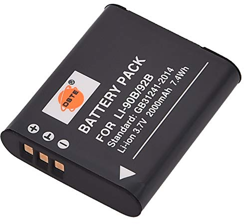 DSTE Ersatz Batterie Akku kompatibel mit Olympus LI-90B LI-92B Tough TG-1 TG-2 TG-3 SH-1 SH-50 SH-60 SP-100 XZ-2 iHS
