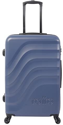 TOTTO - Maleta Rígida Mediana, Modelo Bazy, 46 x 68 x 26 cm, Capacidad 81 L, Alta Resistencia a Impactos, Ruedas 360º, Manija Telescópica, Correas Compresión Internas, Candado TSA, Color Azul Oscuro