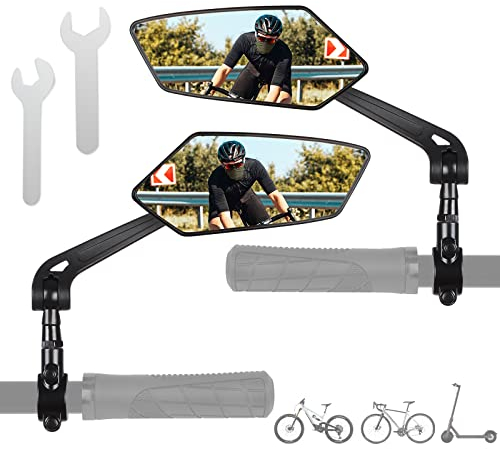 Lollanda HD 360° Verstellbarer Fahrradspiegel für E-Bike Links Lenkerende, Fahrrad Spiegel Set für Rückspiegel E-Bike,2 Stück Fahrrad rückspielgel Links-Rechts Universal für Fahrrad,Mountainbike (2)