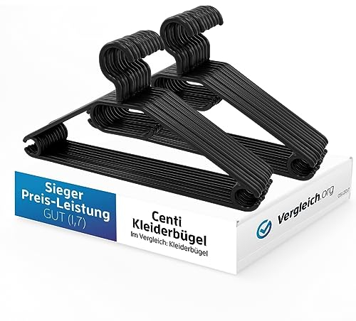 Kleiderbügel schwarz 50 Stück mit drehbaren Haken, Bügel schwarz, Kleiderbügel Schwarz Kunststoff, platzsparend Kleiderbügel Plastik, Made in EU, langlebig 100% Recyclingmaterial, Model Leo