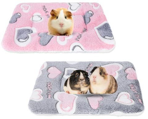 Gukasxi 2 Stück Plüschbett für Kleine Tiere, Kleintierbett Kleintier Plüschbett Winter Warm Flauschige Bettmatte für Meerschweinchen, Hamster, Kätzchen