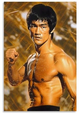 Bruce Lee Muscle Tough GuyLeinwand-Poster, dekoratives Gemälde, Leinwand-Wandposter und Kunstdruck, modernes Familienschlafzimmer-Dekor-Poster, 20 x 30 cm