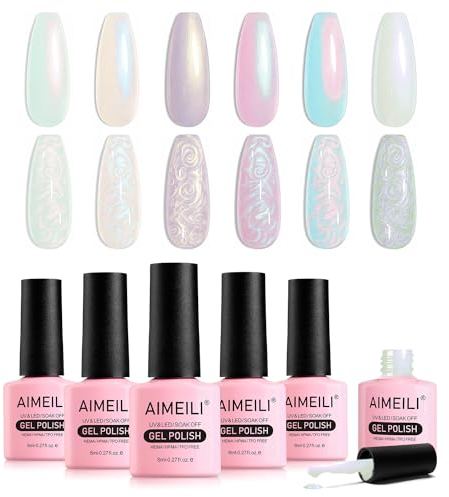 AIMEILI Gel Nail Polish Set Soak Off UV LED Gel Polish Multicolour/Mix Colour/Combo Colour Of 6pcs X 8ml - Gift Kit 42