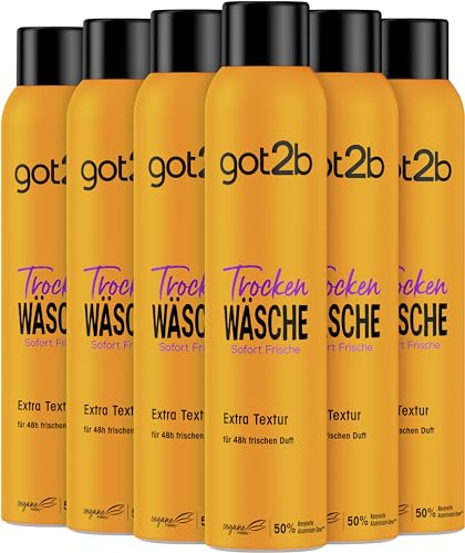 got2b Schwarzkopf Trockenshampoo Trockenwäsche Extra Textur (6x 200 ml), Dry Shampoo mit Sofort-Frische-Effekt & Extra Textur, Trockenshampoo ohne Rückstände, mit bis zu 48 h Duft