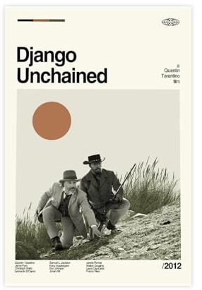 FrySky Django Unchained Filmposter 1 Leinwand Poster Wandkunst Dekor Druck Bild Gemälde für Wohnzimmer Schlafzimmer Dekoration ungerahmt 30 x 45 cm