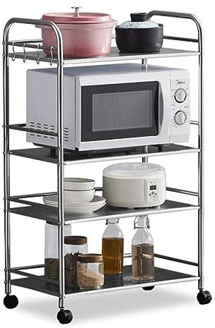 Meuble Micro Onde Étagère De Four À Micro-Ondes À 4 Niveaux en Acier Inoxydable Support De Micro-Ondes Cuisine Étagère De Micro-Ondes Cuiseur À Riz Four Support De Rangement Etagere Micro Ondes